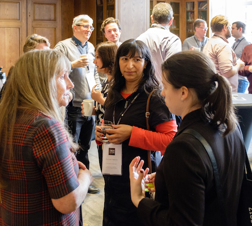 A group of women chat during a coffee break at Radio TechCon 2017