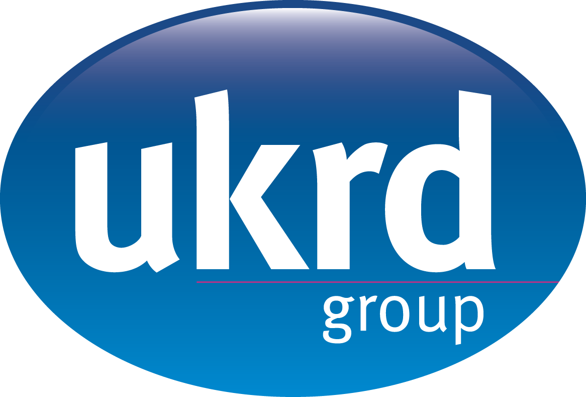 UKRD group logo - Blue gradient oval with white lower-case text